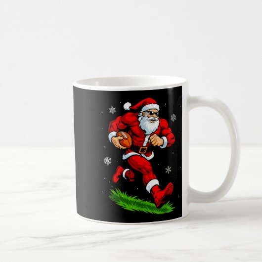 Santa Playing Football Xmas Funny Christmas Footba Kaffeetasse (Rechts)