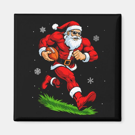 Santa Playing Football Xmas Funny Christmas Footba Magnet (Vorne)
