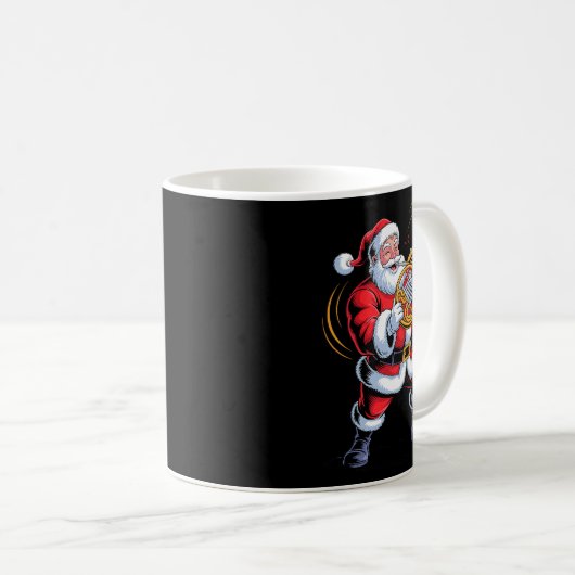 Santa Playing French Horn Funny Holiday Chrismas X Kaffeetasse (VorderseiteRechts)