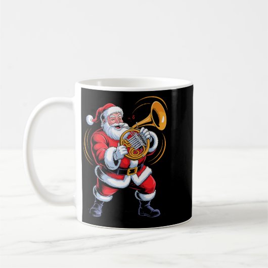 Santa Playing French Horn Funny Holiday Chrismas X Kaffeetasse (Links)
