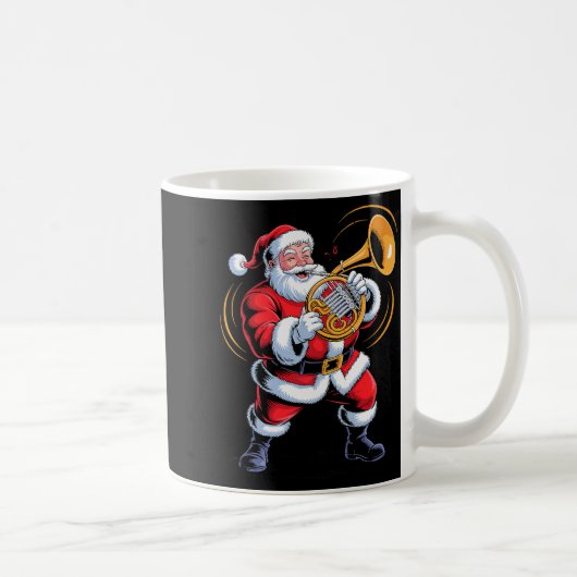 Santa Playing French Horn Funny Holiday Chrismas X Kaffeetasse (Rechts)