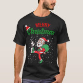 Santa Playing Fußball Weihnachten Pajama Cool Spor T-Shirt (Vorderseite)