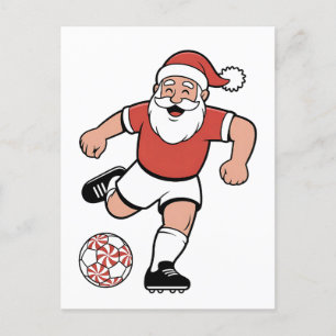 Santa Playing Fußball Weihnachtsspielerin Sport Ankündigungspostkarte