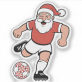 Santa Playing Fußball Weihnachtsspielerin Sport Aufkleber (Vorderseite)