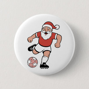 Santa Playing Fußball Weihnachtsspielerin Sport Button