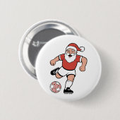 Santa Playing Fußball Weihnachtsspielerin Sport Button (Vorne & Hinten)
