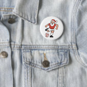 Santa Playing Fußball Weihnachtsspielerin Sport Button (Beispiel)