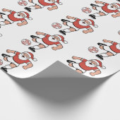 Santa Playing Fußball Weihnachtsspielerin Sport Geschenkpapier (Ecke)