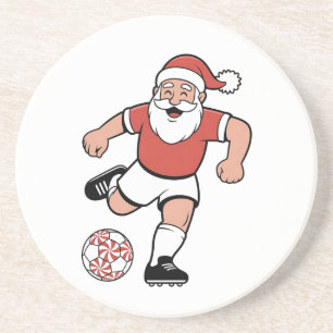 Santa Playing Fußball Weihnachtsspielerin Sport Getränkeuntersetzer