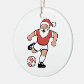 Santa Playing Fußball Weihnachtsspielerin Sport Keramik Ornament (Links)