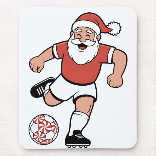 Santa Playing Fußball Weihnachtsspielerin Sport Mousepad (Vorne)