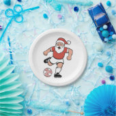 Santa Playing Fußball Weihnachtsspielerin Sport Pappteller (Party)