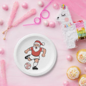 Santa Playing Fußball Weihnachtsspielerin Sport Pappteller (Party)