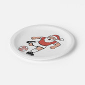 Santa Playing Fußball Weihnachtsspielerin Sport Pappteller (Schrägansicht)