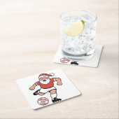 Santa Playing Fußball Weihnachtsspielerin Sport Rechteckiger Pappuntersetzer (Vor Ort)