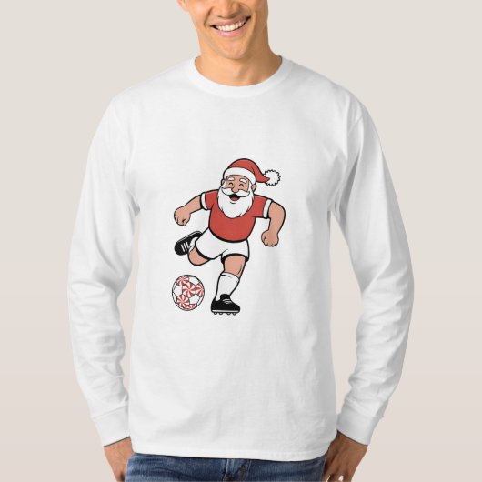 Santa Playing Fußball Weihnachtsspielerin Sport T-Shirt (Vorderseite)