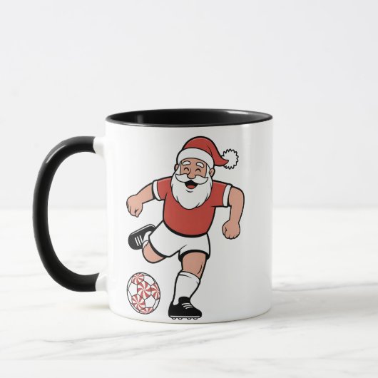 Santa Playing Fußball Weihnachtsspielerin Sport Tasse (Links)