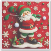 Santa Playing Golf im Winter Aufkleber (Vorderseite)