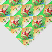 Santa Playing Golf in Florida Weihnachtsfeier Seidenpapier (Detail)