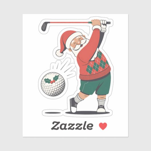 Santa Playing Golf Weihnachtsspieler Golfer Aufkleber (Blatt)