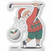 Santa Playing Golf Weihnachtsspieler Golfer Aufkleber (Vorderseite)