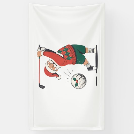 Santa Playing Golf Weihnachtsspieler Golfer Banner (Vertikal)