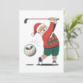 Santa Playing Golf Weihnachtsspieler Golfer Einladung (Stehend Vorderseite)