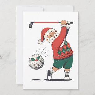Santa Playing Golf Weihnachtsspieler Golfer Einladung