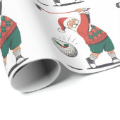 Santa Playing Golf Weihnachtsspieler Golfer Geschenkpapier (Rolleneckpunkt)