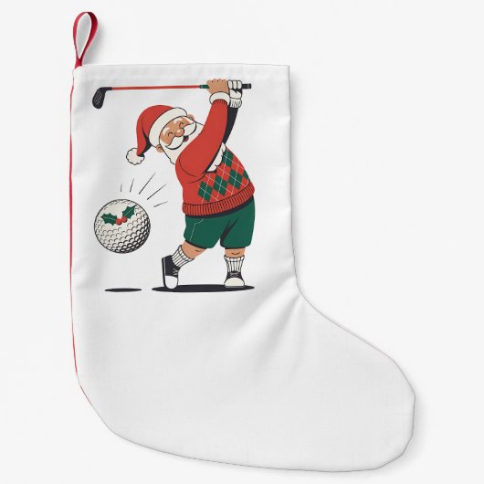 Santa Playing Golf Weihnachtsspieler Golfer Kleiner Weihnachtsstrumpf (Vorderseite)