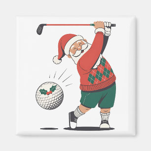 Santa Playing Golf Weihnachtsspieler Golfer Magnet