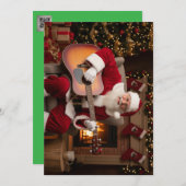 Santa Playing Guitar Feiertagskarte (Vorne/Hinten)
