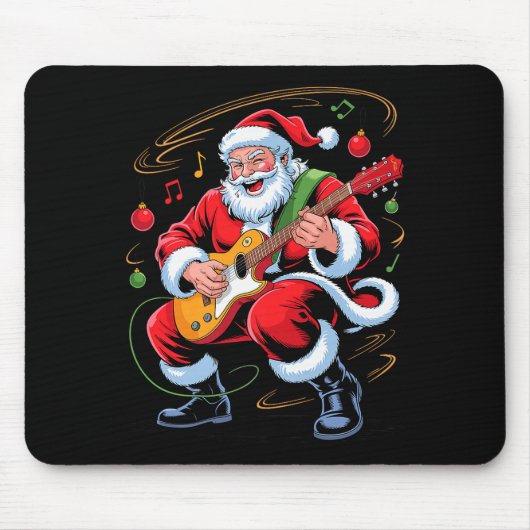 Santa Playing Guitar Funny Holiday Christmas Xmas  Mousepad (Vorne)