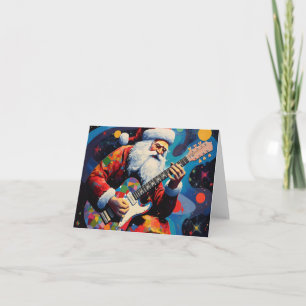 Santa Playing Guitar Karte