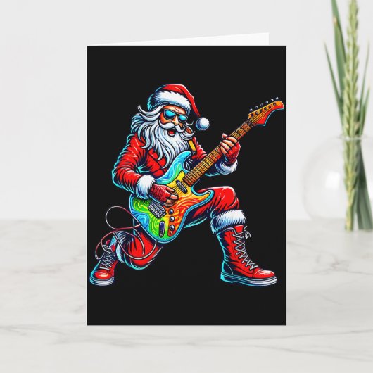 Santa Playing Guitar Musician Guitarist Christmas Karte (Vorderseite)
