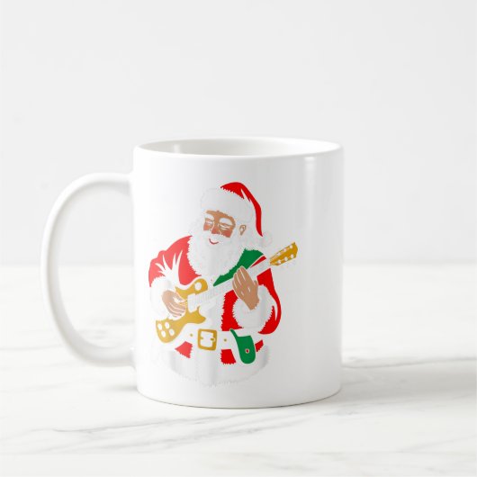 Santa Playing Guitar Rock Xmas Vibes Funny Christm Kaffeetasse (Links)