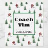 Santa Playing Hockey Coach Lehrer Weihnachtsgesche Weinetikett (Einzelnes Label)