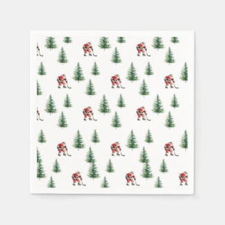 Santa Playing Hockey Napkin Geschenk Weihnachts-Pa Serviette