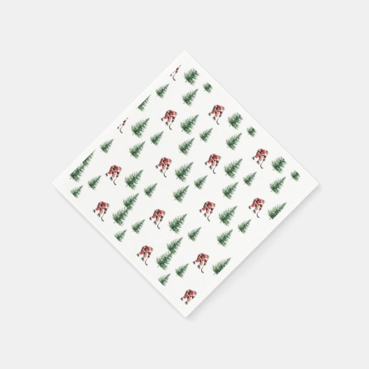 Santa Playing Hockey Napkin Geschenk Weihnachts-Pa Serviette (Ecke)