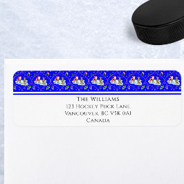 Santa Playing Ice Hockey Christmas Return Address