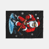 Santa Playing Ice Hockey Xmas Funny Christmas Hock Fleecedecke (Vorderseite (Horizontal))