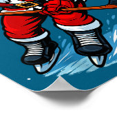 Santa Playing Ice Hockey Xmas Funny Christmas Hock Poster (Ecke)