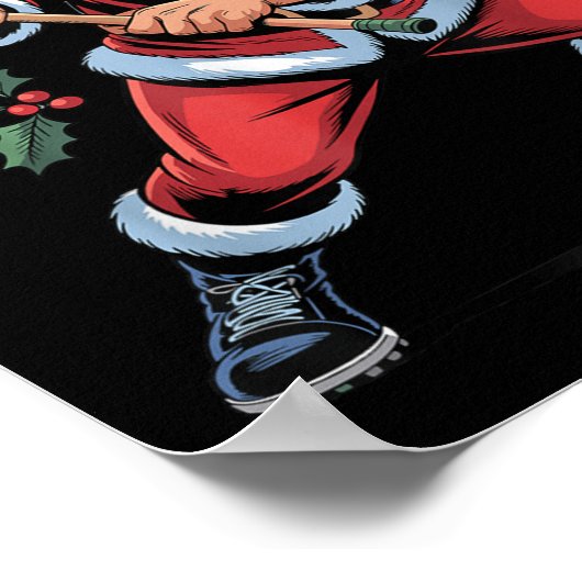 Santa Playing Lacrosse Funny Holiday Christmas Xma Poster (Ecke)