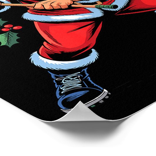 Santa Playing Lacrosse Funny Holiday Christmas Xma Poster (Ecke)