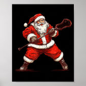 Santa Playing Lacrosse Funny Lacrosse Lax Player C Poster (Vorne)