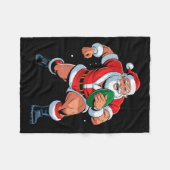 Santa Playing Rugby Funny Holiday Christmas Xmas P Fleecedecke (Vorderseite (Horizontal))