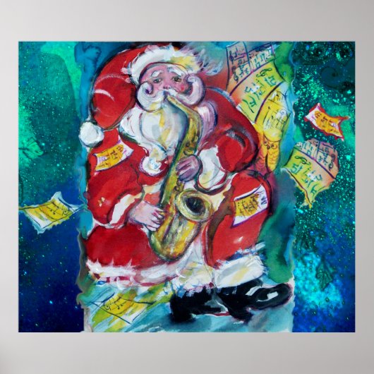 SANTA PLAYING SAX, MUSIKALISCHE CHRISTMAS NIGHT PA POSTER (Vorne)