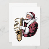 Santa Playing Saxophon Xmas Musiker Saxophonist Einladung (Vorne/Hinten)