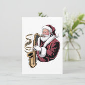 Santa Playing Saxophon Xmas Musiker Saxophonist Einladung (Stehend Vorderseite)
