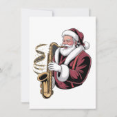 Santa Playing Saxophon Xmas Musiker Saxophonist Einladung (Vorderseite)